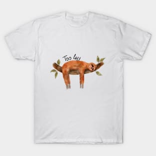 Watercolor sloth sleeping on branch T-Shirt